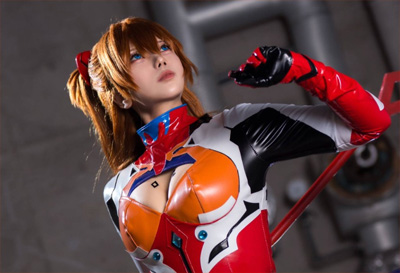 日本美女Cos《EVA》明日香胶衣 胶衣黑丝属性拉满