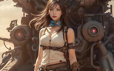 今日美图：机甲风少女战士NX7亮相！全息樱花下的赛博蔷薇觉醒