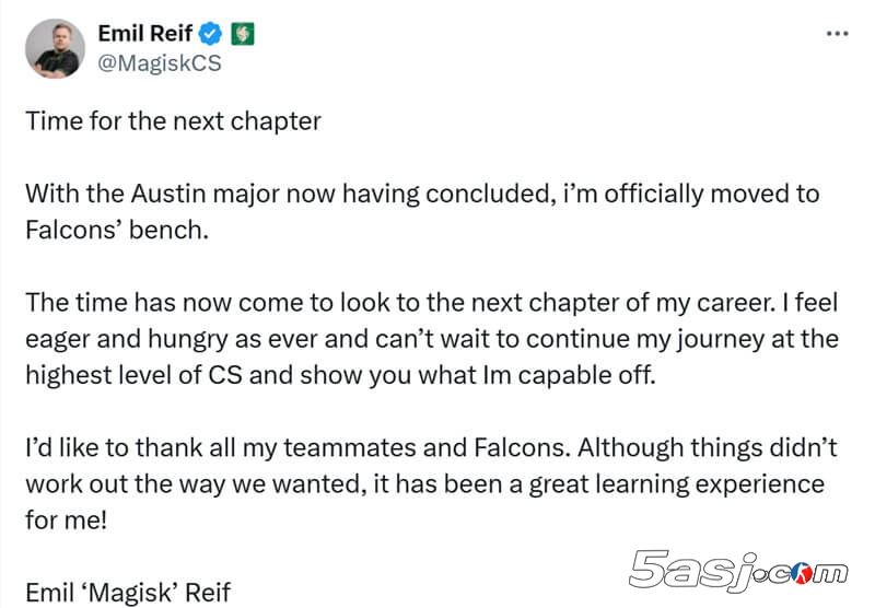 Falcons官宣下放Magisk签约kyousuke | CS2阵容调整 天才少年加盟 电竞转会动态