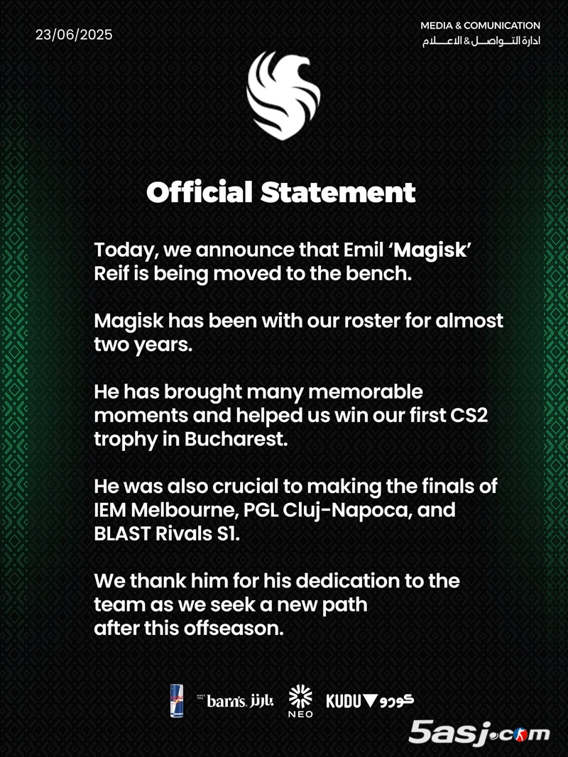 Falcons官宣下放Magisk签约kyousuke | CS2阵容调整 天才少年加盟 电竞转会动态