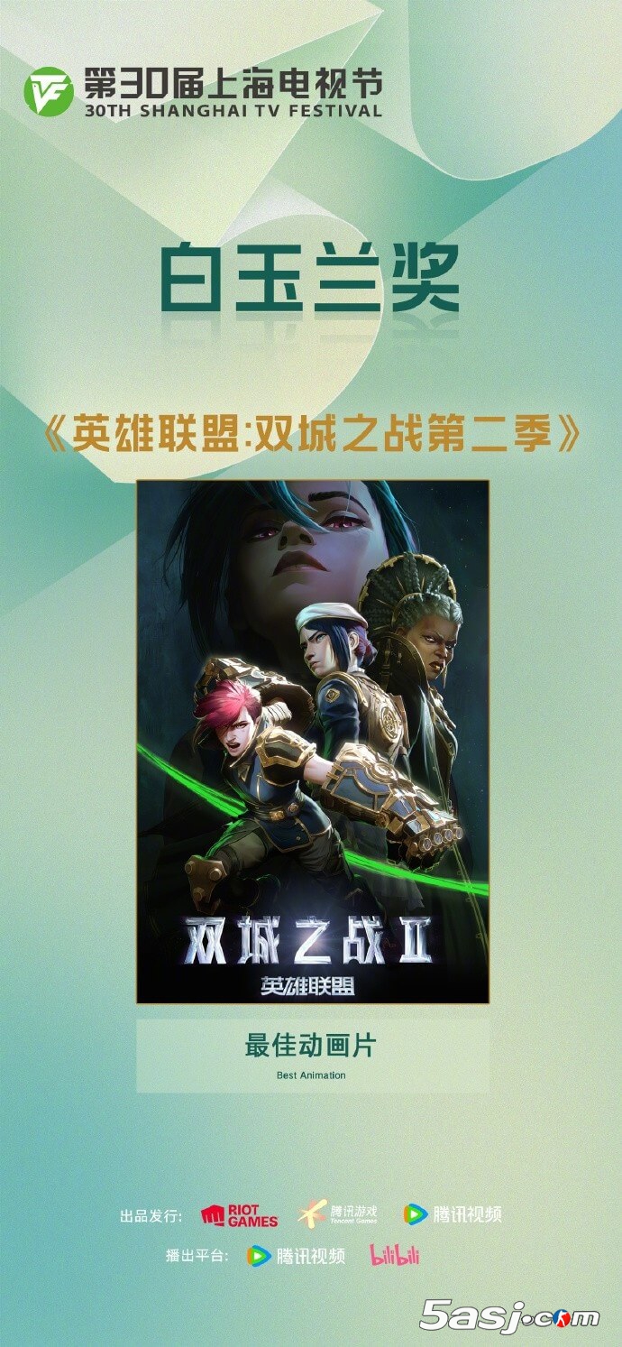 《英雄联盟：双城之战》第二季斩获白玉兰最佳动画片 皮城祖安荣耀加冕