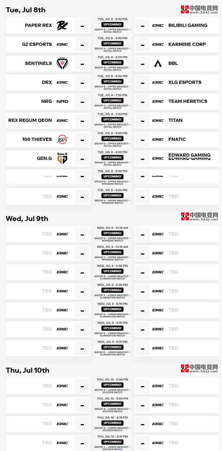 ‌2025电竞世界杯（EWC2025）无畏契约赛程公布：中韩对决领衔首日焦点战