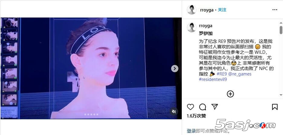 《生化危机9》新角色脸模曝光：英国模特Roya加盟 或暗示多角色可操作