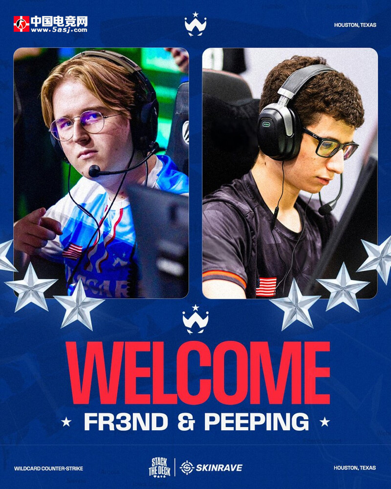 Wildcard战队正式官宣完成阵容重组：北美新锐Peeping与波兰狙击手fr3nd加盟