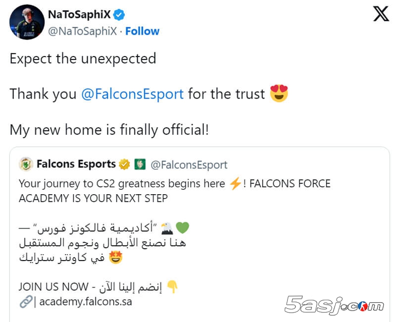 Falcons官宣成立青训队 前NIP女队教练NaToSaphiX执掌教鞭‌