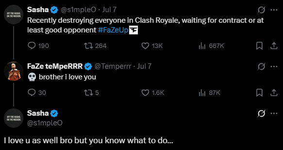 电竞传奇选手s1mple与FaZe创始人神秘互动引猜想：转会续约暗藏玄机？