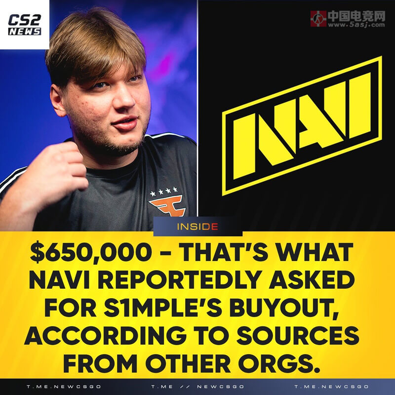 s1mple天价转会陷僵局！NAVI标价65万美元，三豪门争夺CS传奇狙击手