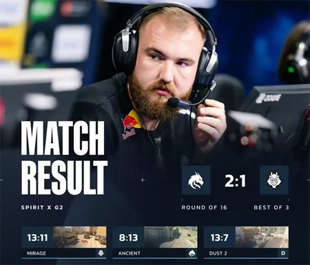 BLAST赏金赛S2：Spirit鏖战三图 2-1力克G2，强势晋级八强