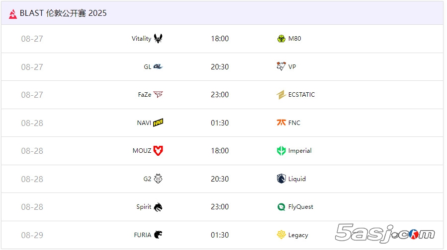 官宣:2025 BLAST伦敦公开赛分组与首轮对阵名单出炉 官宣:2025 BLAST伦敦公开赛分组与首轮对阵名单出炉