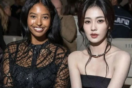 白鹿×科比大女儿娜塔莉亚米兰时装周同框！全黑造型反差炸场，Emporio Armani大秀上演东西方美学碰撞